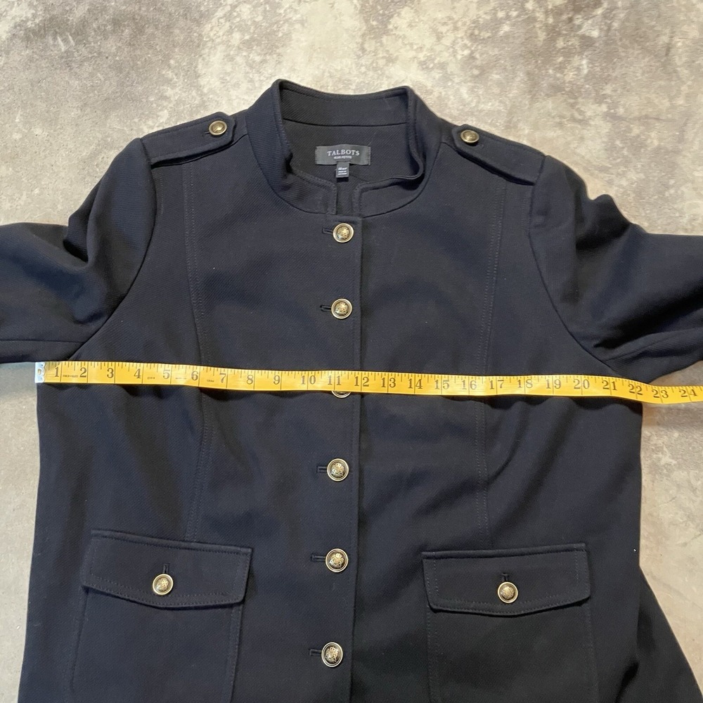 Talbots Womens 18WP Black Military Jacket Gold Button Plus Petite Cotton Blend - Picture 2 of 8